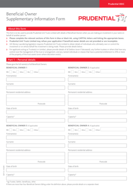 Prudential Beneficial Owner Supplementary Information Form