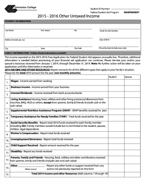 2015-2016 Federal Student Aid Independent Verification Form