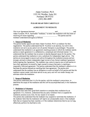 Agreement to Mediate