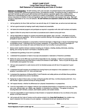 Scout Camp Staff Code of Conduct