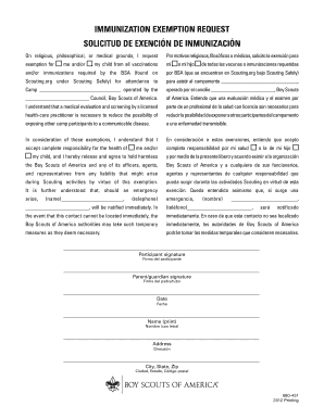 Immunization Exemption Request Form