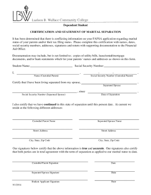 FAFSA Marital Separation Certification