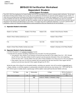 LBWCC Form V1-B-D Verification Worksheet