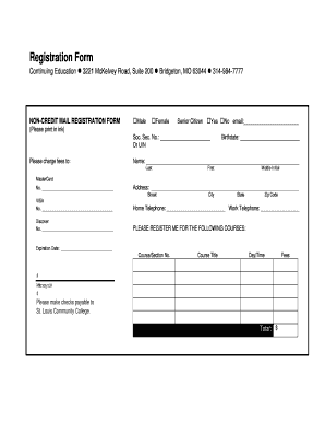 Non-Credit Mail Registration Form