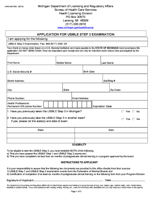 Michigan USMLE Step 3 Application