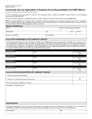 Michigan Driver Responsibility Fee Waiver Application