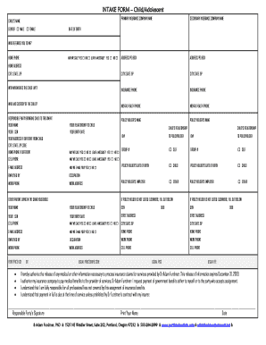 Child Adolescent Intake Form