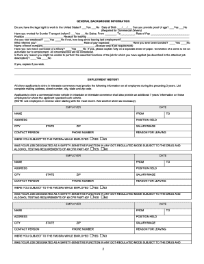 Driver Application for Employment