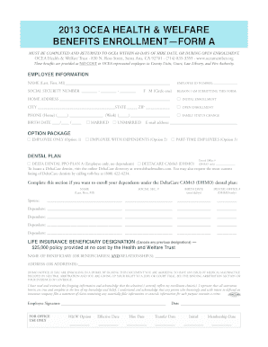 OCEA Health & Welfare Benefits Enrollment Form