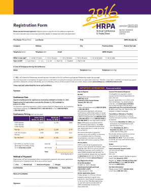 HRPA Conference Registration Form