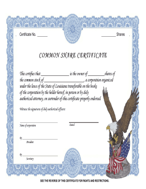 Common Share Certificate