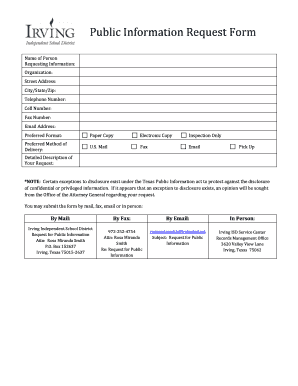 Texas Public Information Request Form