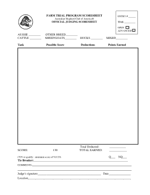 Farm Trial Program Judging Scoresheet