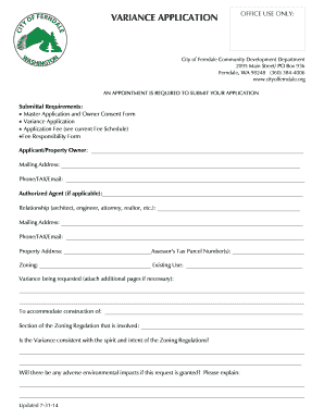 Fillable Online cityofferndale VARIANCE APPLICATION - City of Ferndale ...