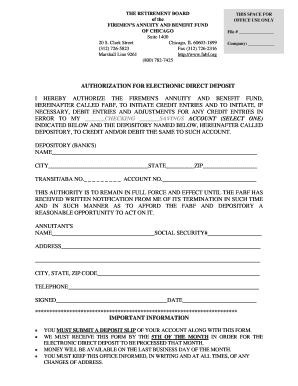 Authorization for Electronic Direct Deposit