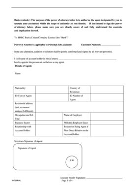 HSBC Bank China Power of Attorney