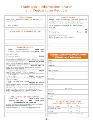 UK Trade Mark Information Search and Registration Request