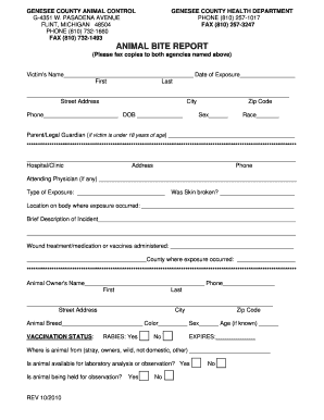 Genesee County Animal Bite Report