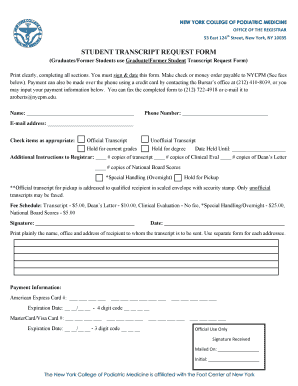 Student Transcript Request Form