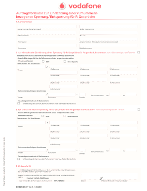 Auftragsformular zur Einrichtung einer rufnummernbezogenen Sperrung/Entsperrung für R-Gespräche