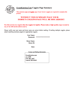 Coggins Summary Page