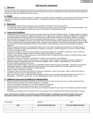 Staff Security Agreement
