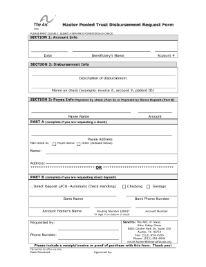 Master Pooled Trust Disbursement Request Form