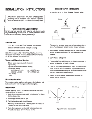 INSTALLATION INSTRUCTIONS Portable Survey Transducers