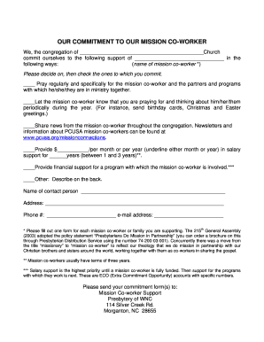 Mission Co-Worker Support Commitment Form