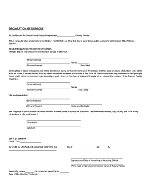 Florida Declaration of Domicile