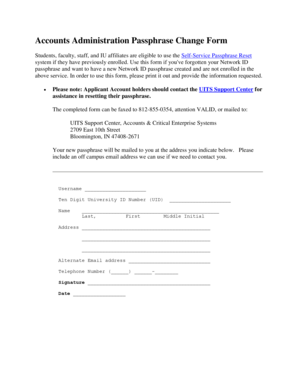 IU Passphrase Change Form