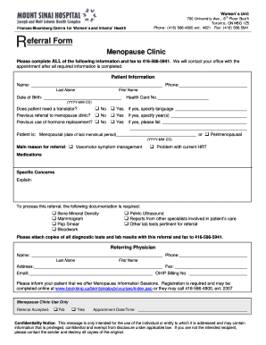 Menopause Clinic Referral Form