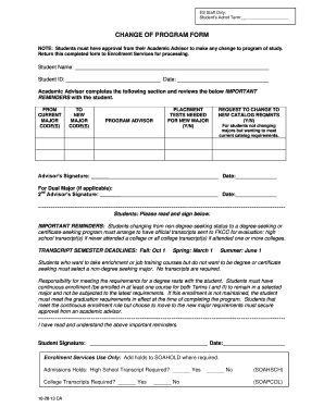 Change of Program Form