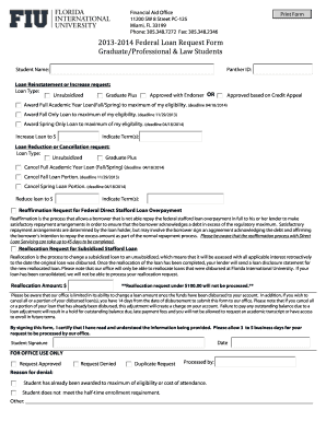 2013-2014 Federal Loan Request Form