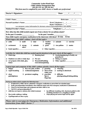 Child Asthma Management Plan