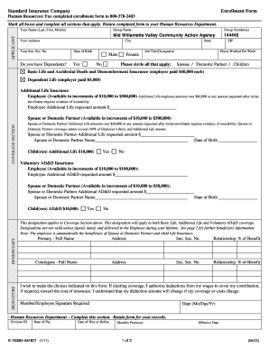 Standard Insurance Company Enrollment Form