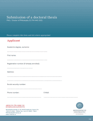 Einreichung einer Dissertation