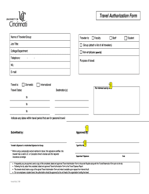 Travel Authorization Form