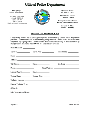 Parking Ticket Review Form