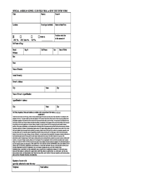 American Kennel Club Field Trial Entry Form