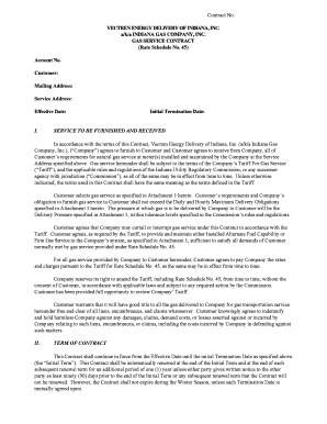 Vectren Energy Gas Service Contract