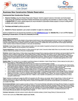 Vectren New Construction Rebate Reservation