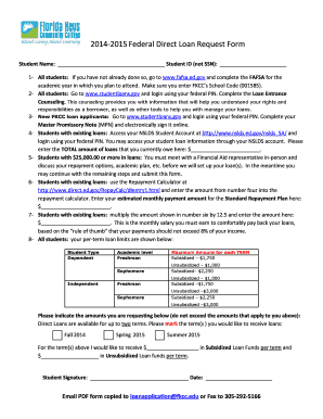 2014-2015 Federal Direct Loan Request Form