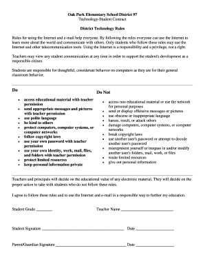 Oak Park Elementary School District 97 Technology-Student Contract