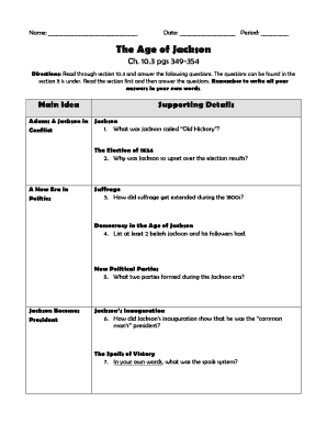 The Age of Jackson Worksheet