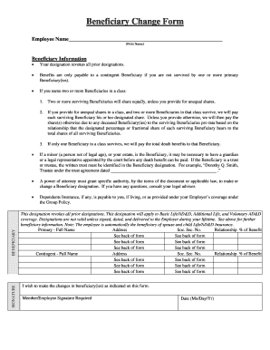 Beneficiary Change Form