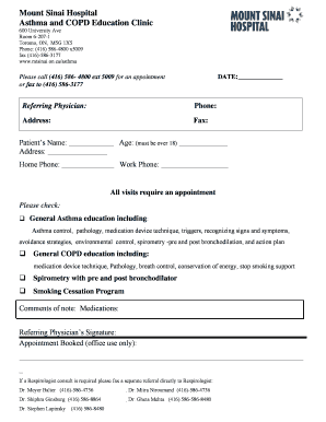 Asthma and COPD Education Clinic Appointment Form