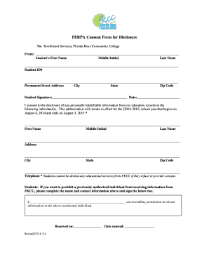 FERPA Consent Form for Disclosure