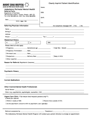 Ambulatory Perinatal Mental Health Referral Form