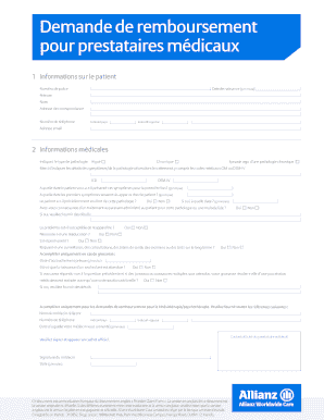 Demande de remboursement pour prestataires médicaux